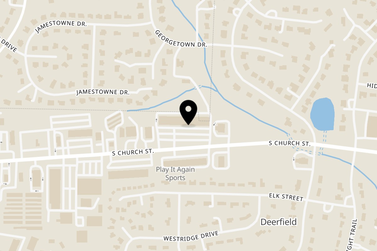 Map showing the location of Dixon's Jamacian Taste on 3261 S Church St in Burlington